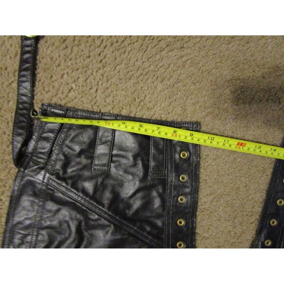 VTG DANE III-Zipper-Soft Black Leather Motorcycle Chaps-Adult L-made in USA - Picture 7 of 7